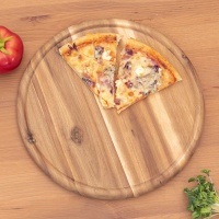 Pizzateller Akazie Pizzaschneidebrett Holzteller Pizzabrett Holz Brett Ø 32 cm