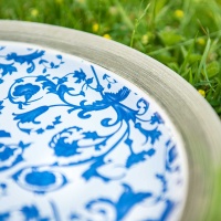 Vogeltränke Schale Keramik blau