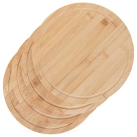 Fleischteller Schneidebrett Bambus Holzteller Schinkenteller Pizzabrett Ø 30 cm