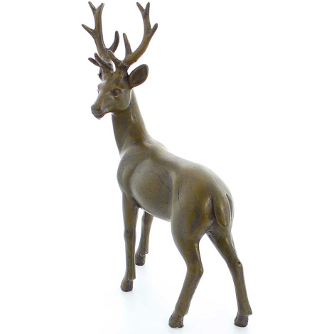 752280 Hirsch creme liegend 23 cm Tierfigur Dekofigur Weihnachtsdeko